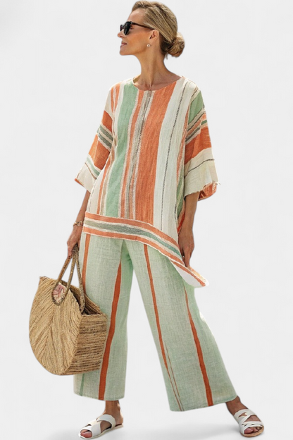 Bellmere | Top asimmetrico Elegante e Pantaloni a gamba larga