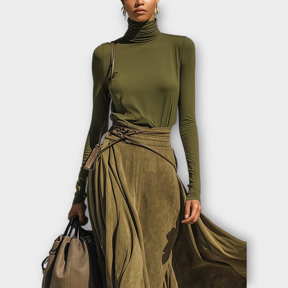 Set con Gonna Fluida Olive Luxe