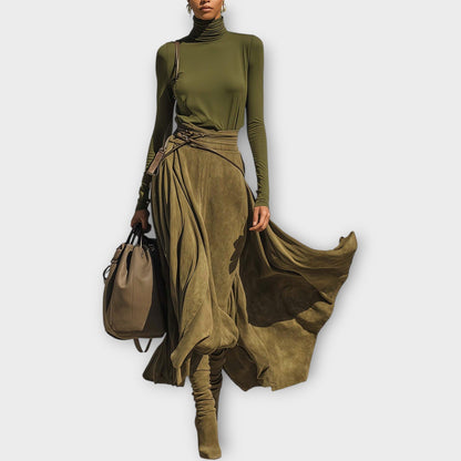 Set con Gonna Fluida Olive Luxe