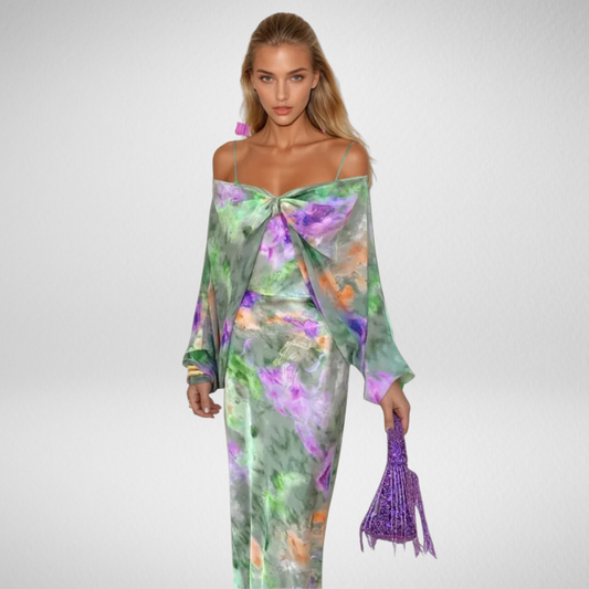 Nancy | Abito maxi elegante Con Bufanda Desmontable