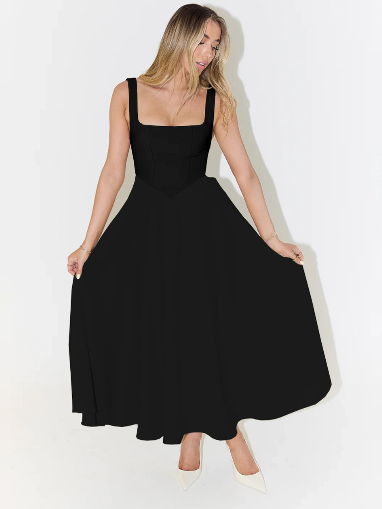Robe Midi Elegante con Scollo quadrato - Taglio Flattering Senza Tiempo