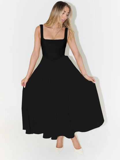 Robe Midi Elegante con Scollo quadrato - Taglio Flattering Senza Tiempo