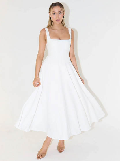 Robe Midi Elegante con Scollo quadrato - Taglio Flattering Senza Tiempo