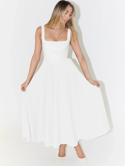 Robe Midi Elegante con Scollo quadrato - Taglio Flattering Senza Tiempo
