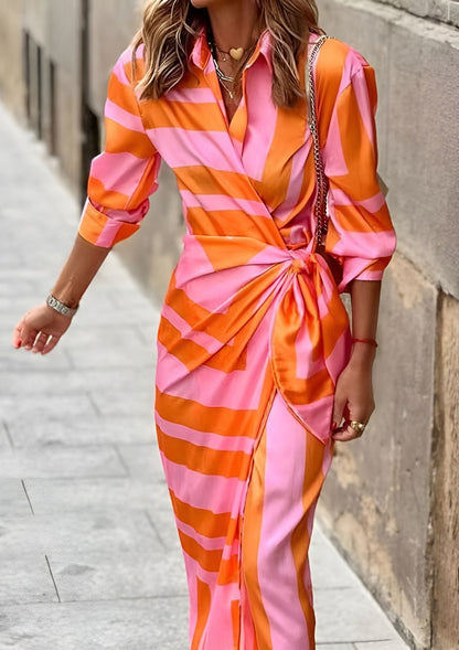 Olivia – Abito chemisier stampato che valorizza la vita