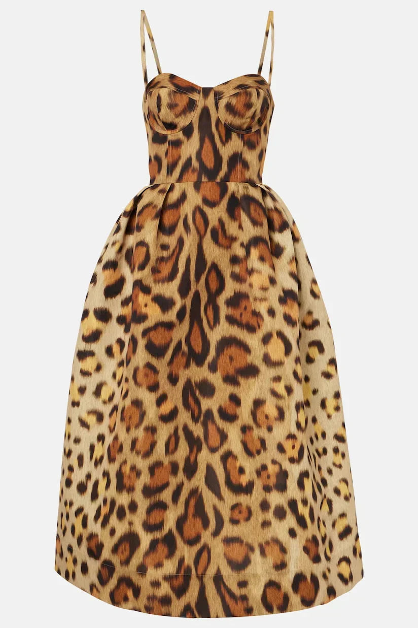 Tiana Abito midi Bustier Leopardo
