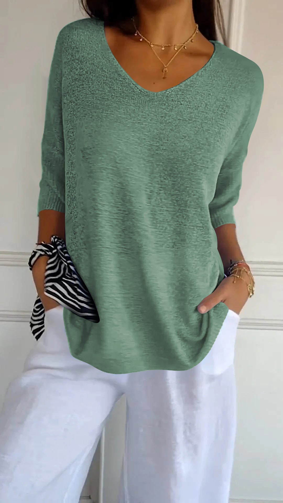 Top Primaveral con scollo a V