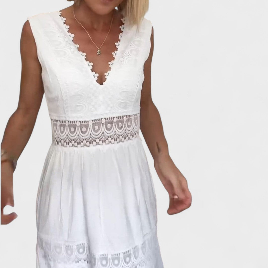 Patricia - Elegante abito in pizzo con collo a V