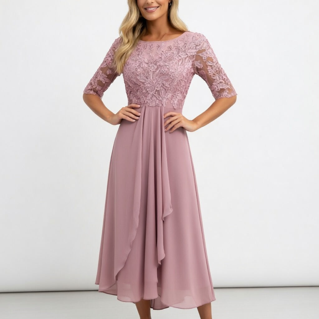 Abito midi in pizzo - Eleganza senza tempo per donna