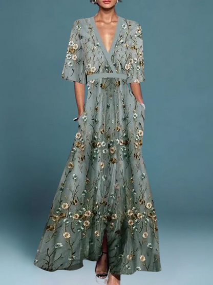 Hazel - Elegante Abito Boho con Scollo a V e Cintura