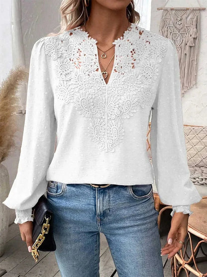 Sondra™ | Blusa in pizzo di Lusso con scollo a V