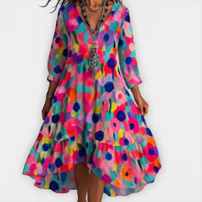 Shanae – Abito Midi Elegante con Motivo Floreale
