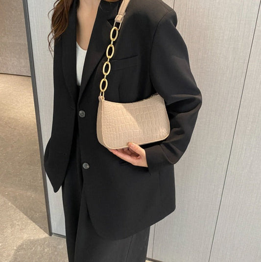 Magnella | Borsa Elegante di spalla con design di pelle effetto coccodrillo