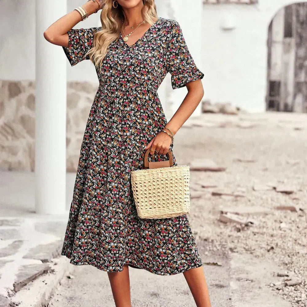 Layla™ - Elegante Abito Impreso con Scollo a V