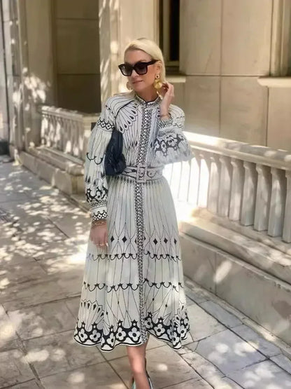 Eulalia - Abito boho rétro con collo alto