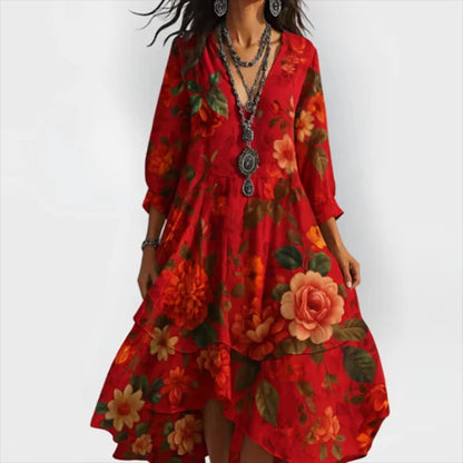 Shanae – Abito Midi Elegante con Motivo Floreale