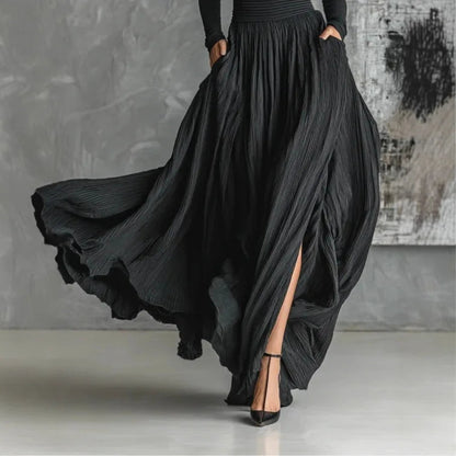 ALINA – ELEGANTE ABITO MAXI CON COLLO ALTO E FLUIDO