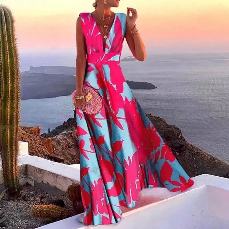 SIENNA – ABITO MAXI SUNSET BLOOM