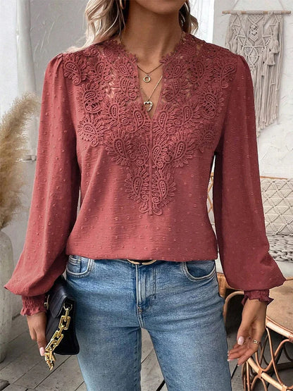 Sondra™ | Blusa in pizzo di Lusso con scollo a V