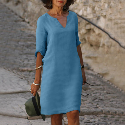 Silvia™ - Abito di collo a V senza tempo che cubre il pancia