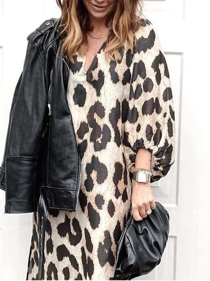 Zarina | Abito Maxi di Viscosa con Stampato di Leopardato