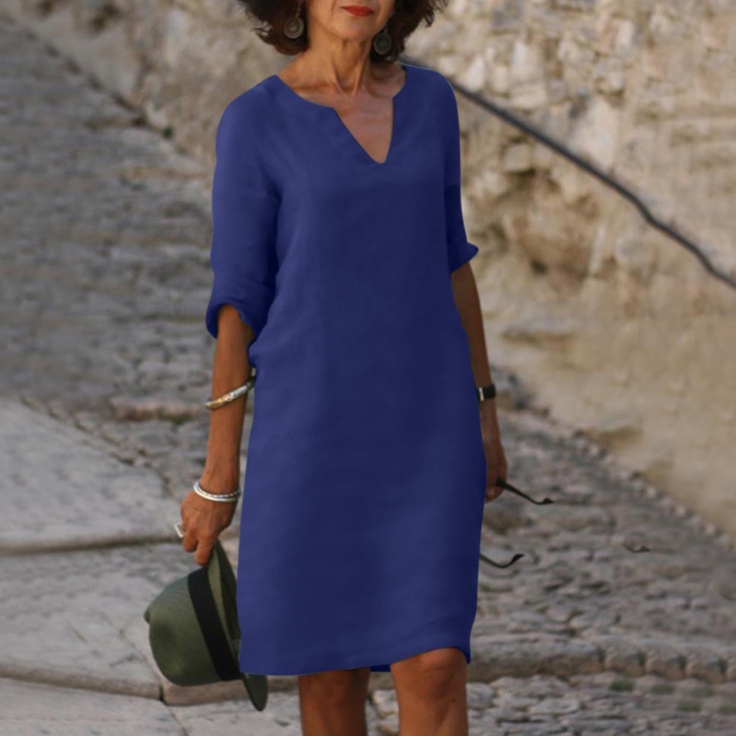Silvia™ - Abito di collo a V senza tempo che cubre il pancia