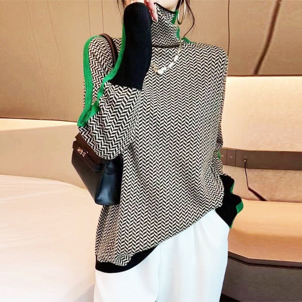 Eleanor | Maglione a collo alto in Pied-de-poule di Lusso