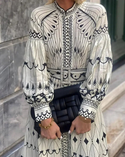 Eulalia - Abito boho rétro con collo alto