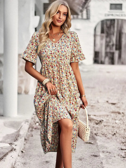 Layla™ - Abito Stampato Elegante con scollo a V