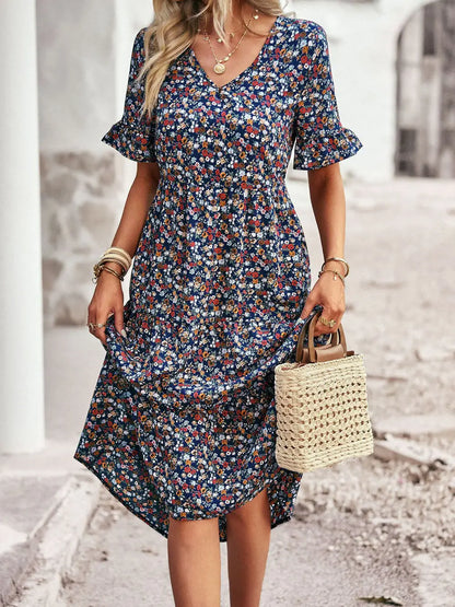 Layla™ - Abito Stampato Elegante con scollo a V