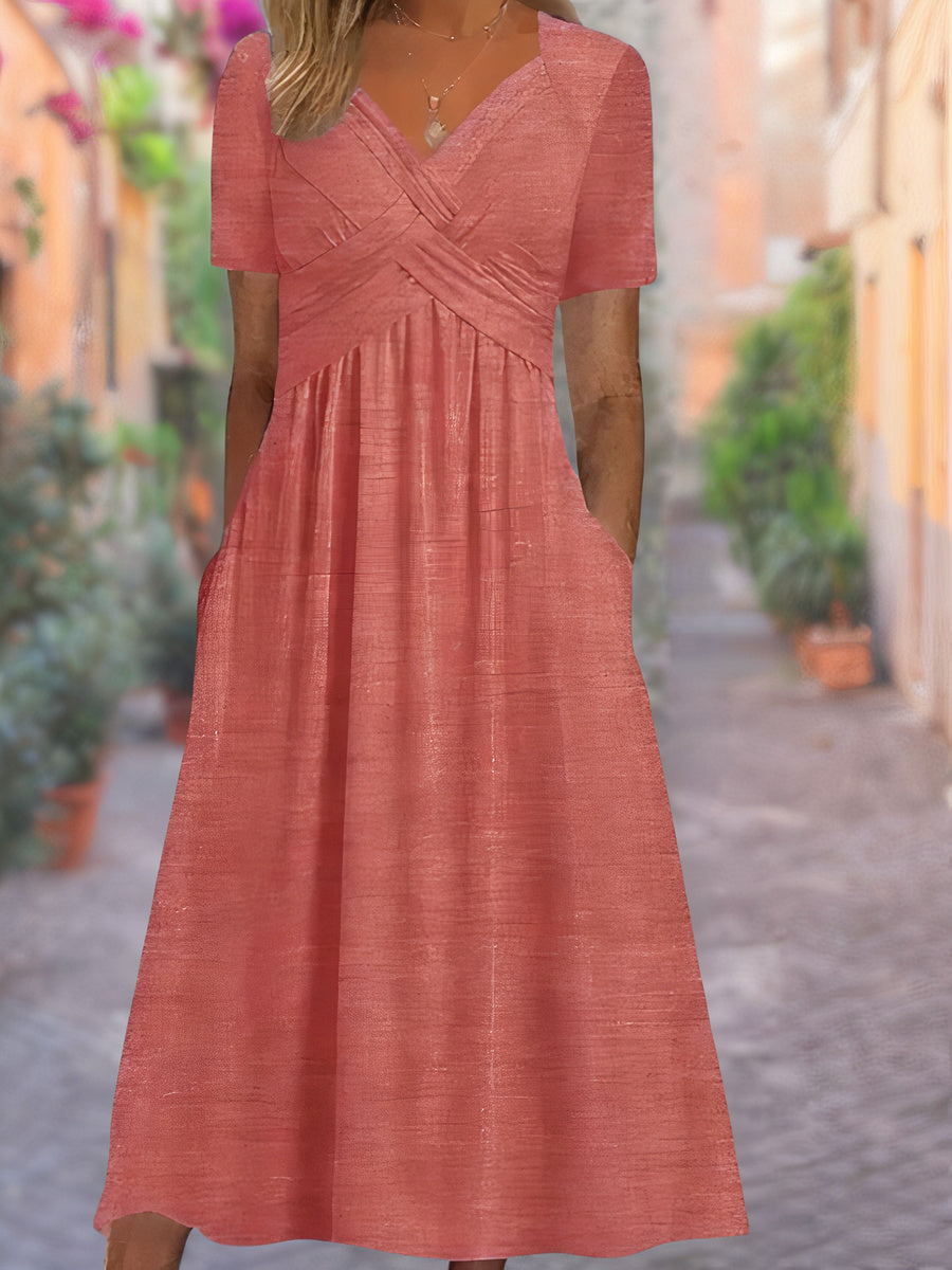 Cora - Abito di V-Collo con Tasche per Donne