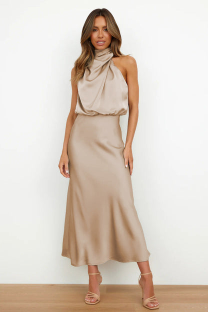 Elise | Abito Halter di Raso Elegante – Gracioso e Chic