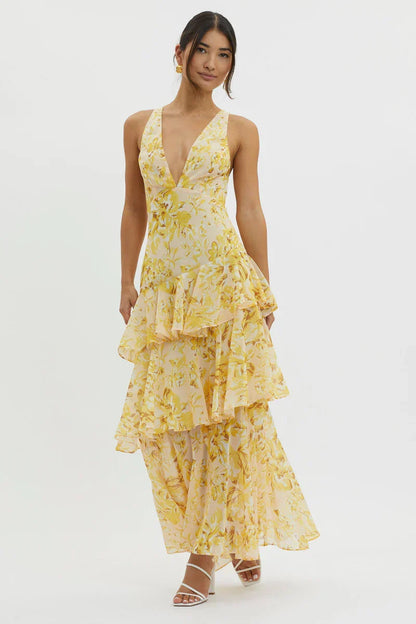 Lisa | Abito midi Floreale Coral – Eleganza Fluida e Romantica
