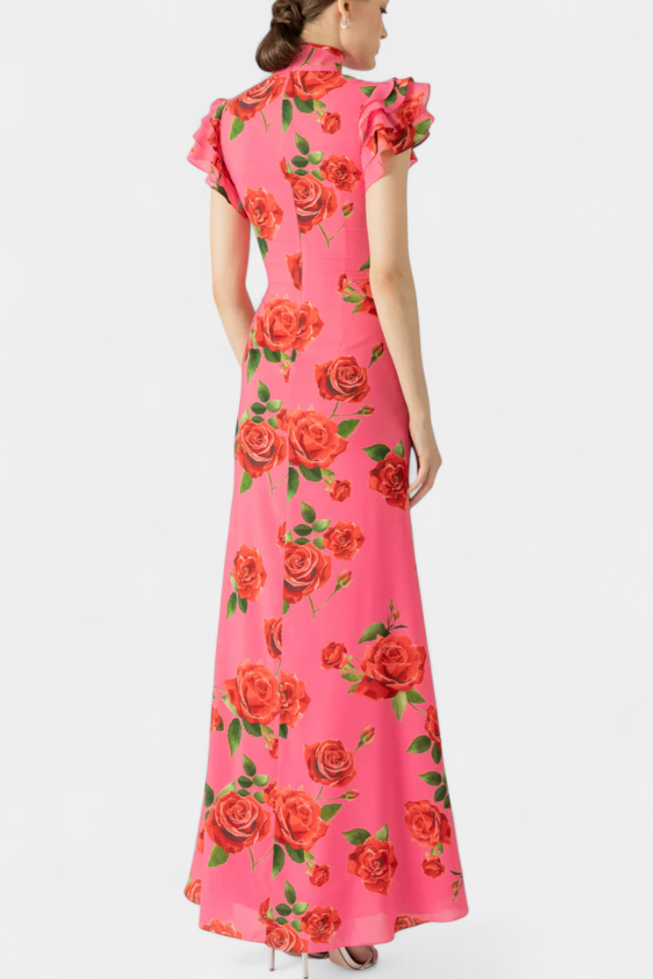 Mayra Abito Qipao con Stampa di Rosas Elegante