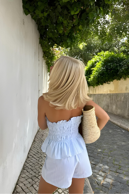 KALYRA – SET DI TOP TUBO CON VOLANT E SHORTS SUELTOS