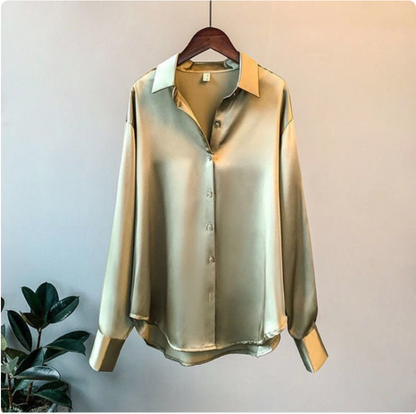 Olivia - Blusa di Satin Largo con Maniche
