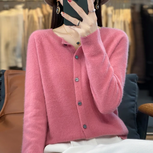 Rhea | Cardigan in merino leggero da donna | classico di ogni giorno
