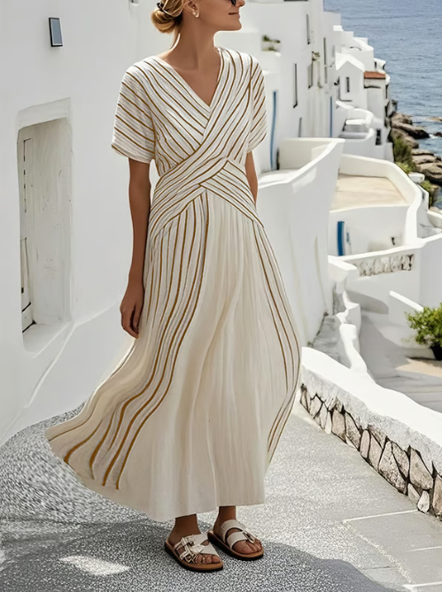 Elegante Abito in lino con vita cruzada