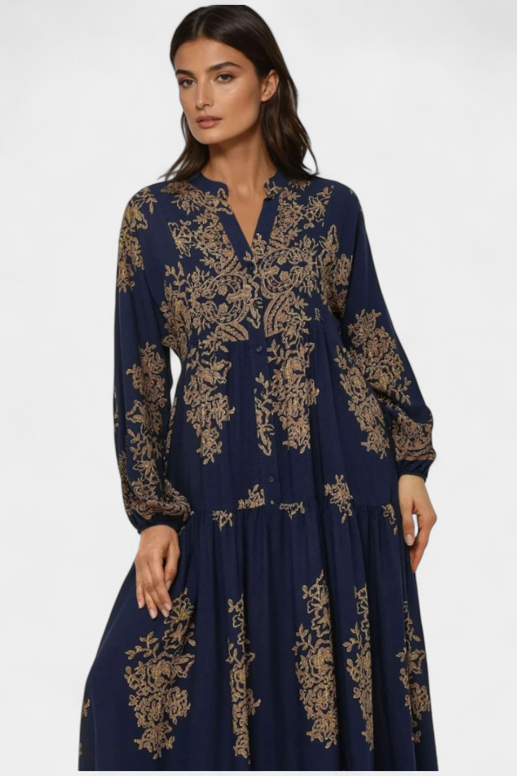 Yaiza Abito maxi con Aire Boho e Stampa Vintage