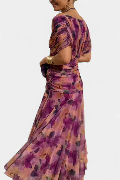 Abigail | Abito lungo Floreale con Scollo a V