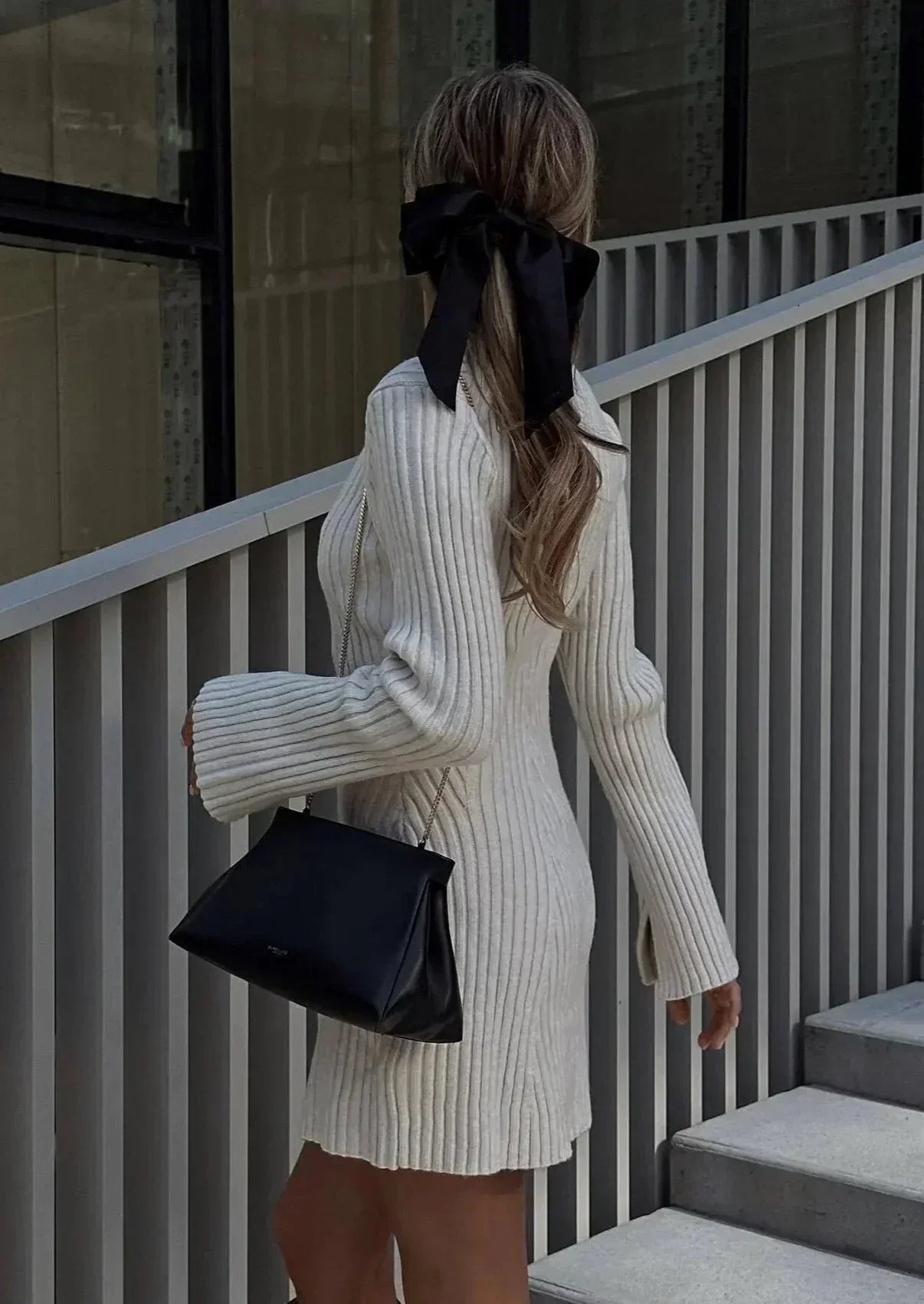 Faustine - Elegante Mini Abito di Maglia Acanalado