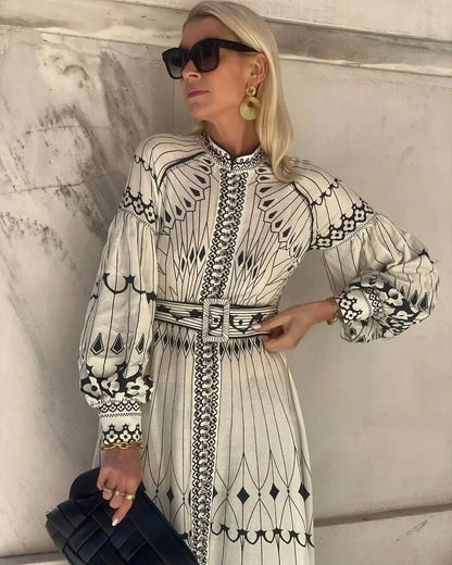 Eulalia - Abito boho rétro con collo alto
