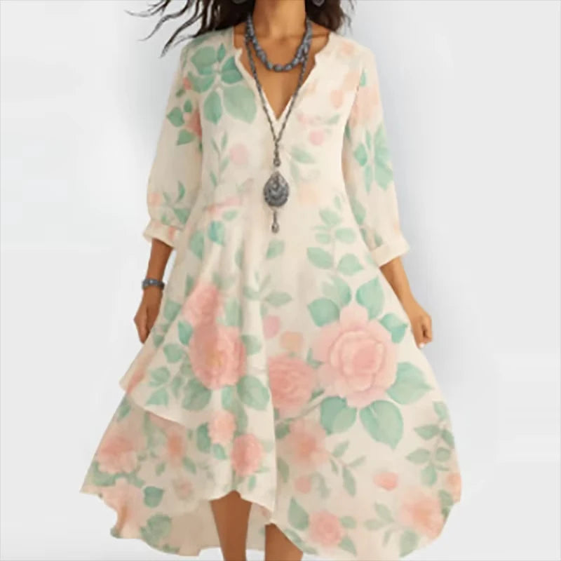 Shanae – Abito Midi Elegante con Motivo Floreale