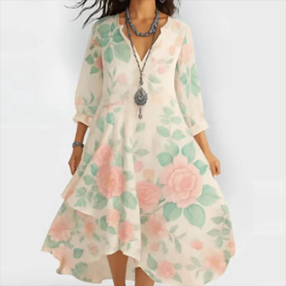 Shanae – Abito Midi Elegante con Motivo Floreale