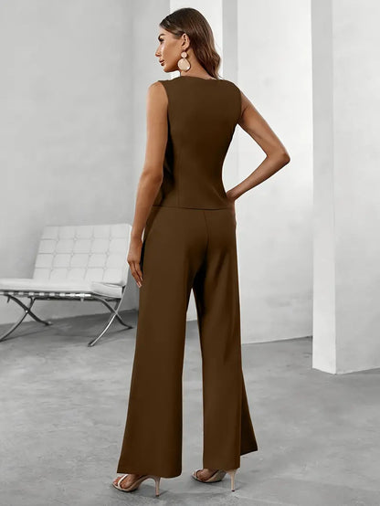 Set due pezzi per Donne con Gilet Senza maniche e Pantaloni a gamba larga