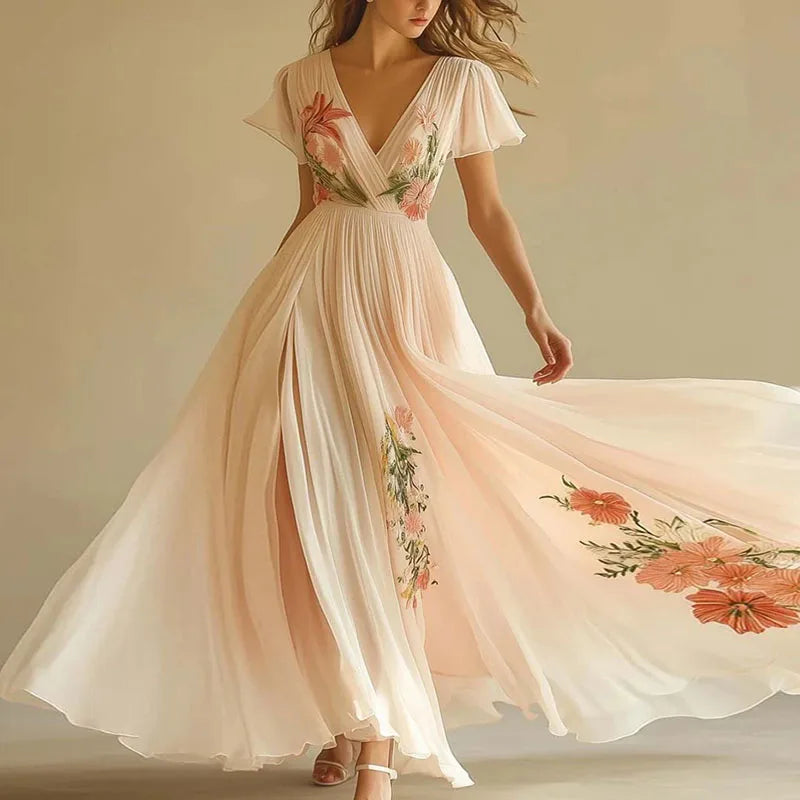 Rosa | Abiti di festa eleganti con scollo a V e vita alta