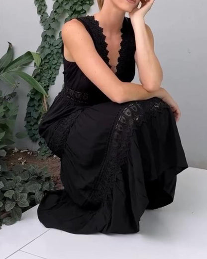 Mirna - Abito senza maniche di pizzo con scollo a V