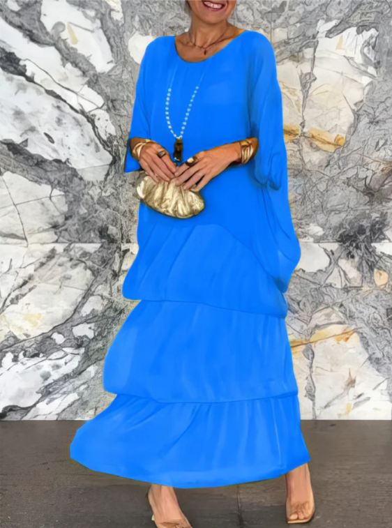 Caroline | Abito maxi Suelto con Collo rotondo