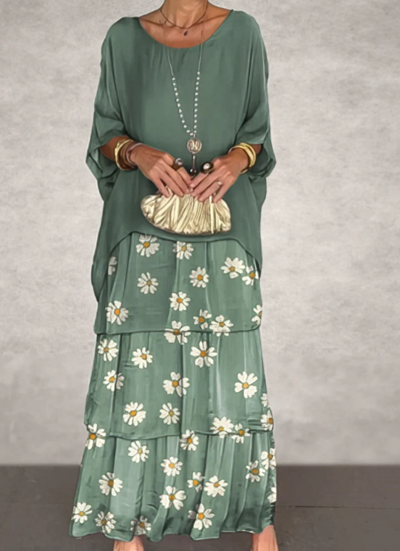 Caroline | Abito maxi Suelto con Collo rotondo