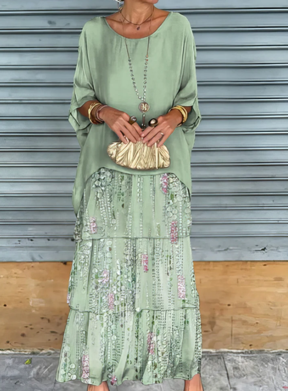 Caroline | Abito maxi Suelto con Collo rotondo